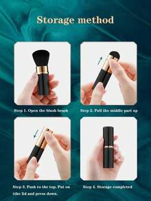 1pc Retractable Travel Makeup Brush, Multi-Functional Blush Powder Brush Cosmetic Tool - Multicolor - View 7