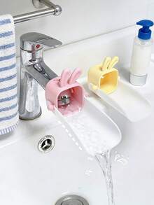 1pc Faucet Extender, Rabbit Ear Design, Convenient For Handwashing, Silicone Extended Anti-Splash Hose, Cartoon Style - Multicolor - View 6