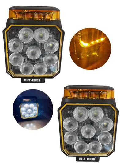 Par De Faros Torreta De Advertencia Ambar Y Luz Blanca Fija