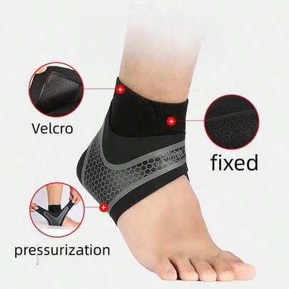 1 pièce Noir et gris Pied droit Basket-ball/Football Sports Cheville de soutien élastique respirante, Prévention des entorses de fitness en plein air Basket-ball professionnel Protection des pieds pour la course