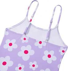 Girls Bathing Suit Size 2-10 Years - Cute Toddler Swimsuit Girl Adjustable One Piece Swimwear For Summer Beach Wear - 紫白花 - 查看 5