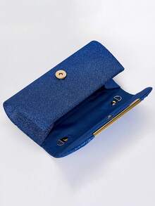 Bolso tipo cubo ligero, estilo casual de negocios, decorado con pedrerí, diseñcon cordóajustable. - azul real - Ver 7