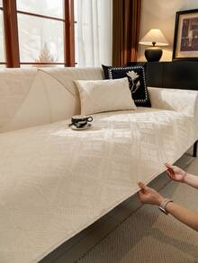 1pc Jacquard Sofa Cushion Cover, All-Season Universal Fit, Modern Minimalist, Anti-Slip Anti-Dust, Protect Sofa, Machine Washable, Non-Deformation, Non-Fading, Durable, Anti-Pet Scratch, Sofa Slipcover, Sofa Makeover, Sofa Decor, Enhance Ambiance, 1-4 Seater, L-Shaped Sofa, Wrinkle-Resistant, Wear-Resistant, Refined Edging Design, Versatile - Beige - View 5