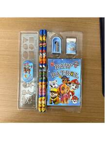 Paw Patrol Cartoon Ruler, Pencil Sharpener, Eraser, Notebook Set, Creative Drawing & Office Supplies, Learning Accessories; Cute Dog Chasing, Tuoba, Zuma, Sky, Tuoba, Tyrannosaurus Stationery Set, Birthday Gift, Christmas Gift - Multicolor - View 3