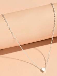 1件项链 女士日常情人节简约心形吊坠 优雅银色 - 銀色 - 查看 3