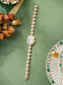 1pc Women's Fashion Casual Oval Dial Quartz Wrist Watch, Elegant Design (Watch Box Not Included) - White - View 8