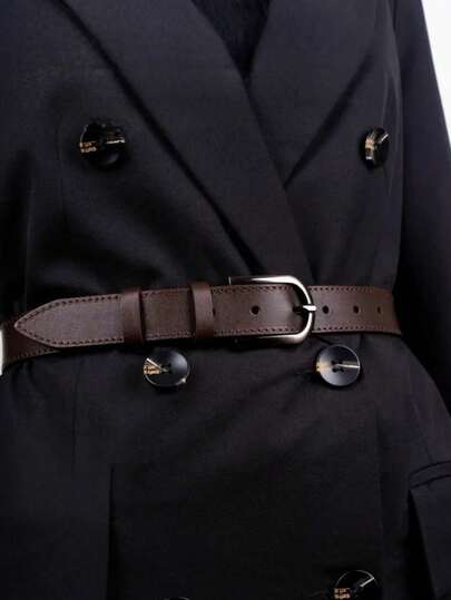 女士极简复古韩版弹力腰带，校园通勤裤配饰