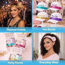 1/6/12/24pcs Sequin Headbands Elastic Headbands Suitable For Girls, Kids, Women, 80s 20s Disco Party, Cute Princess Headbands - Multicolor - View 5