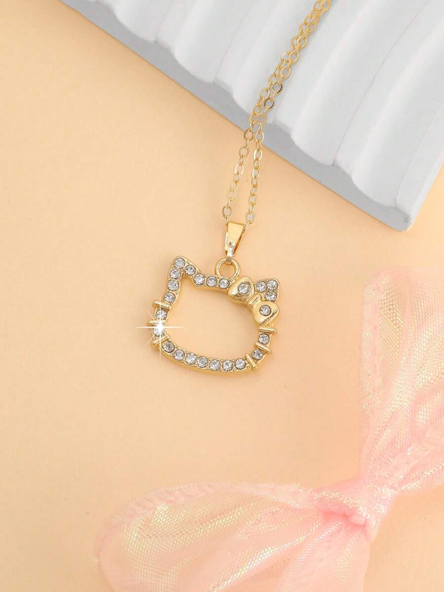 SANRIO Cute Sweet Cat Pendant Necklace, Suitable As Birthday Gift For Girlfriend (Excluding Gift Box) - Gold - View 1