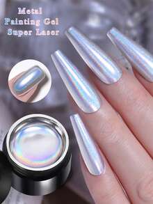 BORN PRETTY 5ml 金属彩绘凝胶 超激光银色 可卸 UV LED 凝胶 美甲沙龙美甲专用 - 銀色 - 查看 7