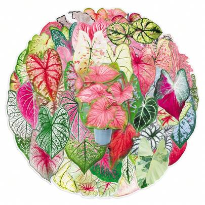 50pcs Transparent Colorful Leaf Stickers, Botanical Plant Leaf Realistic Decorative Stickers For Cups, Journals Scrapbook Supplies Stationery Funny Stickers Kindle