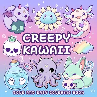 GDTME A Terribly Cute Daring Simple Coloring Book: Cute And Eerie Soft Gothic Simple Coloring Pages, Suitable For Adults And Teenagers, Suitable For Gothic Enthusiasts' Birthday Or Anniversary Gifts, Mother's Day, Stationery, Easter Gifts, Size 7.9x7.9 Inches