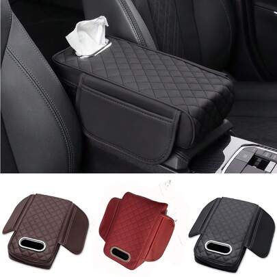 Almohadilla para reposabrazos de coche, soporte universal para reposabrazos central con almacenamiento de pañuelos, alfombrilla protectora para reposabrazos de auto