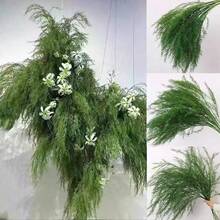 1/3pcs Artificial Green Plant Branches, Faux Fern Leaves, Suitable For DIY Floral Wall, Scene Decoration, Living Room Bedroom Vase Flower Arrangement, Wedding, Party, Home Decor, Desktop Ornament. Autumn/Winter Deciduous, Home Decor, Desktop Decor, Farmhouse Decor, UV-Resistant Artificial Flowers For Hanging Garden, Porch, Windowsill, Outdoor Decoration. - Green - View 3