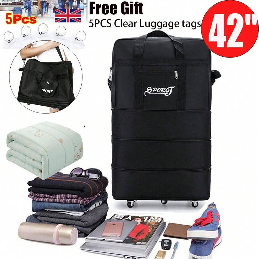 Extra Large 42 Inch Lightweight Trolley Suitcase Portable Travel Luggage For Daily & Trips - Black - View 1
