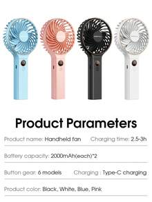 Sweetfull Portable Folding Handheld Fan, 6-Speed Adjustable/USB Rechargeable/With LED Display, Rechargeable And Foldable Personal Fan, Suitable For Outdoor Sports Camping/Study Bedroom Living Room Office Learning Use - Foldable - View 11