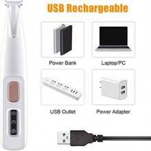 1个带LED灯的狗狗指甲磨甲器，超静音狗狗美容套装，含替换刀片，防水可充电宠物毛发修剪器，适用于小型犬猫的爪子、眼睛、耳朵、脸部和臀部，日常美容 - 彩色 - 查看 19