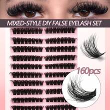 160 Clusters Of 100D Thick D Curly Fluffy DIY False Eyelashes, Russian Curly, Reusable, Suitable For Beginners And Daily Use, Parties, Dating, Travel, Festivals, Parties,Eye Lash Clusters,Individual Eyelashes,Lashes,Fake Lashes - View 6