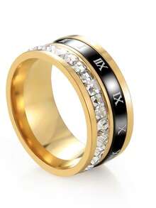 1 pieza Joyería para hombres, anillo de acero de titanio con números romanos versátil y de moda, accesorio diario y de fiesta - Anillo romano - Ver 14