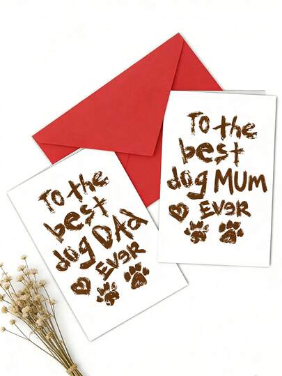 1pc Funny Dog Mum & Dog Dad Greeting Card, Hilarious Cute Pet Lover Card For Birthday Mother's Day Father's Day Christmas