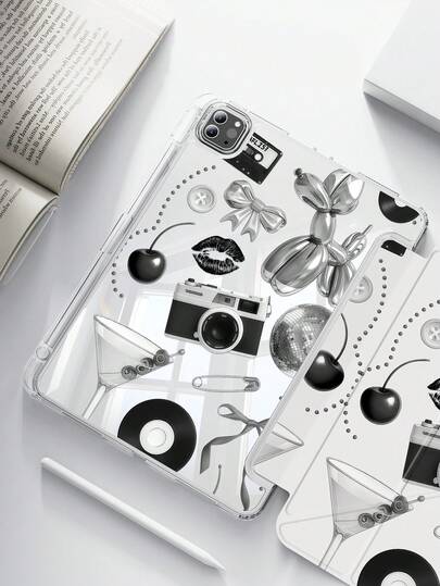 A Cute Cartoon Bow-Tie Puppy Pattern Double-Sided Acrylic Transparent Crystal Back Cover, Shock-Proof, Suitable For IPad 7th, 8th, 10th Generation (10.2 Inch), Built-In Pen Slot, Support Sleep/Wake Function, Ideal Gift Choice