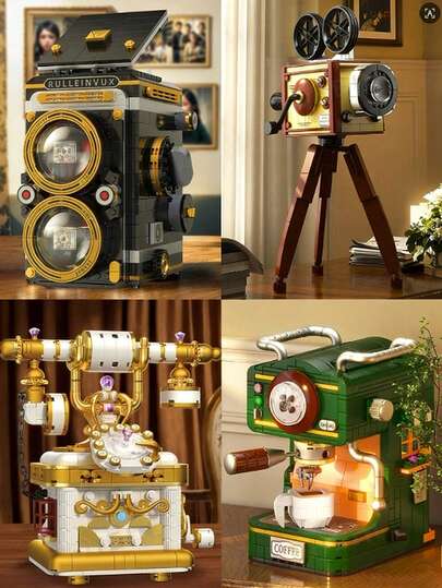 4 Unique Vintage Architecture Modules Designed For Adults: Vintage Vertical Camera, Vintage Telephone, Vintage Projector, And Vintage Coffee Machine. Each Module Combines Design And Fun Assembly. The Vintage Vertical Camera Architecture Module Is Not Only A Toy, But Also A Work Of Art.