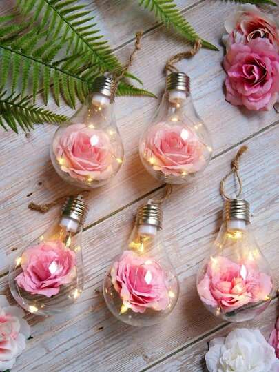 1/3/5个装 LED 玫瑰花吊灯，玻璃灯泡仙女装饰灯，暖白浪漫氛围灯，花卉家居装饰，适用于卧室、客厅、婚礼、派对、情人节