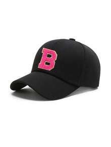 1 pièce Casquette de baseball réglable avec lettres de l'alphabet brodées pour enfants, chapeau de soleil décontracté unisexe, blanc os, pour les 8-16 ans - Noir - Voir 77
