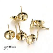 20pcs 3-8mm Stainless Steel Ear Studs Base For Pearl Earring Base For DIY Jewelry Making Golden Color Accessories - Earring Base - View 17