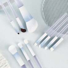 便携式化妆刷套装，10支装，日常旅行必备，包含散粉刷、腮红刷、鼻影刷、眼影刷，刷毛柔软。 - 淺藍色 - 查看 6