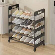 Wheeled Multi-Tier Shoe Rack - Compact Design, Sturdy Metal Frame In Black & White, Suitable For Entryway, Apartment, Dorm - Easy Assembly, No Electricity Needed, Minimalist Storage Solution | Movable Structure, Shoe Organizer - View 10