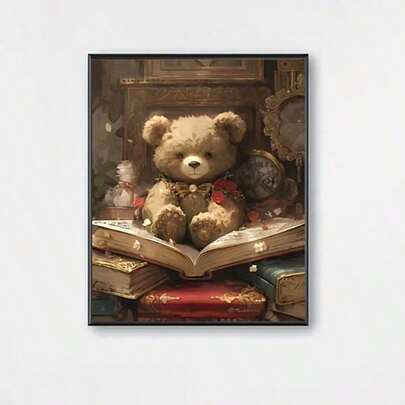 5D Full Drill Diamond Painting Kit With Tools - Teddy Bear Pattern, Mosaic Wall Art For Living Room & Bedroom, DIY Craft Suitable For Beginners, Frameless Diamond Art Set For Home Wall Decor