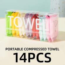 14pcs Portable Disposable Thick Compressed Square Face Towels, Travel Hygiene Cleaning Beauty Towels - A - View 2