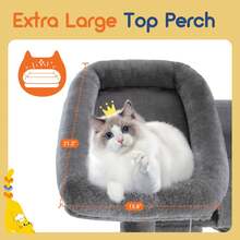 Allewie 65in Multi-Level Tall Cat Tree For Indoor Kitties, Larger Tower With Wide Base, Cozy Plush ‌Pussycat Perches, Cat Condo With Hammock, Sisal Scratching Posts, Grey - 灰色 - 查看 4