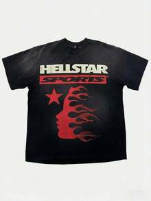 Hellstars Sports Red Silhouette Vintage Graphic T-Shirt,180g 100% Cotton,Round Neck Short Sleeve,Black Streetwear Essential For Summer Going Out,Unisex Style Summer Outfits,Summer Outfits For Women,Summer Tops,Summer Clothes,Tops For Women,Graphic Tee,Mens Clothes,Boys Clothes,Girls Clothes,Cute Tops,Family Matching Outfits,Mommy And Daughter Matching Outfit,Teen Boy Clothes,Teen Girl Clothes,Tween Summer Clothes,Boy Clothes For Kids,Kids Girls Clothing,Cotton T Shirt,Teen Tops - Black - View 6
