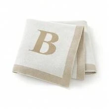 1pc 26 Letter Knitted Baby Blanket, Minimalist Casual Infant Throw Blanket, Suitable For All Seasons - Off-white - View 18