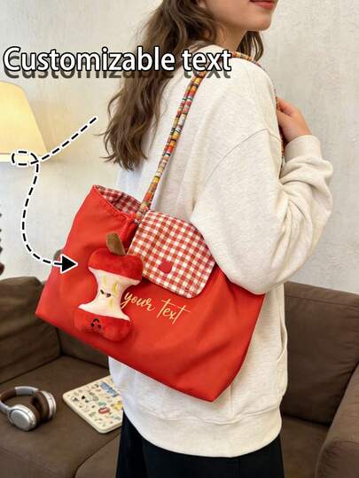 Customizable Large-Capacity Red Plaid Shoulderhandbag; Customizable Tote Bag For Students, Customizable Shoulder Satchel Daypack,Bag For Women, Commuting, And Casual Use.Travel & Back To School Large Capacity Tote Bags .Ideal Gifts For Friends, Family, Students, High School Students, Teenagers, Women, And University Students. Suitable For Work, Commuting, Shopping, Vacation, School Supplies, Student Tote Bags, Student Backpacks, And Back-To-School Bags.