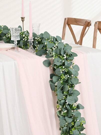 70in/5.9ft Artificial Eucalyptus Wreath, Plastic Eucalyptus Leaves Garland, For Spring DIY Front Door Wreath, Room Decor, Office Party Decor, Holiday Home Decoration Valentine DAY, Valentines Wedding, Birthday