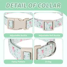 Spring New Emerald Flower, Floral Theme Pet Dog Collar, Adjustable Safety Buckle, Fits All Dog Breeds - Mixed color - View 3