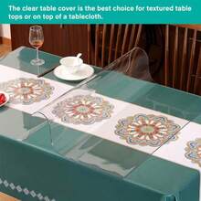 34x72 Inch Clear Plastic Pad Table Protector Cover Dining Room Tablecloth Office Desk Mat Easy Clean Heat Resistant Protection Glass Wood Tabletop Office Writing Desk Kitchen Coffee Table - 15 mm transparente - Ver 5