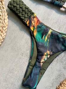 2pcs/Set New Braided Brazilian Bikini Sexy Swimwear For Women, Summer Beach Wear Vacation - Multicolor - View 6
