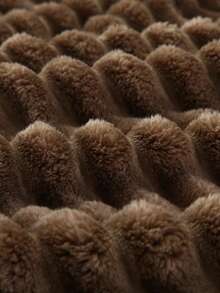 1pc Deep Coffee Striped Throw Blanket, Soft & Cozy Fleece Blanket, Suitable For Bedroom, Living Room, All Seasons, Machine Washable - Coffee Brown - View 6