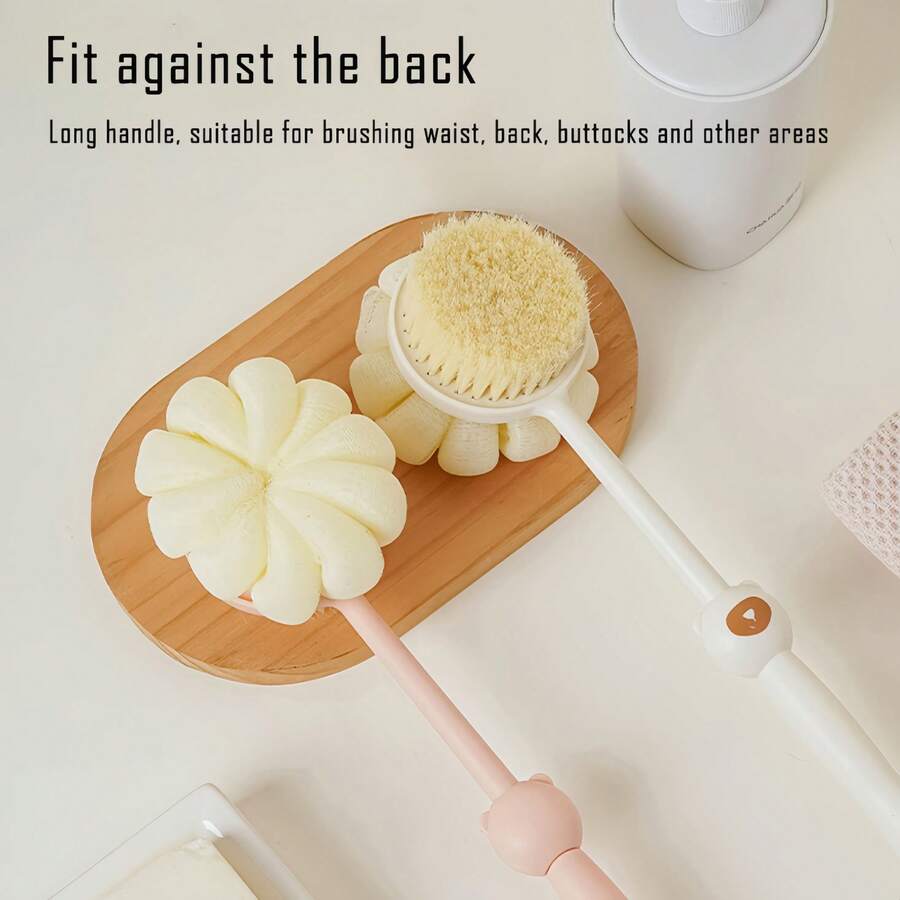 Long Handle Double-Sided Bath Sponge Scrubber, Teddy Bear Shower Brush Soft Bristle Cleaning Tool For Home Use - View 1