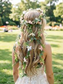 1 chiếc phụ kiện cài tóc vòng hoa tua rua thanh lịch dành cho nữ, vương miện hoa công chúa cho đám cưới, tiệc tùng. - Nhiều màu - Xem 1