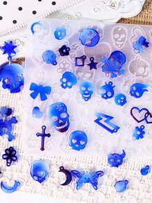 1PC Halloween Skull Earring Silicone Mold DIY Skeleton Pendant Keychain Jewelry Crafts Making Resin Mold - White - View 5