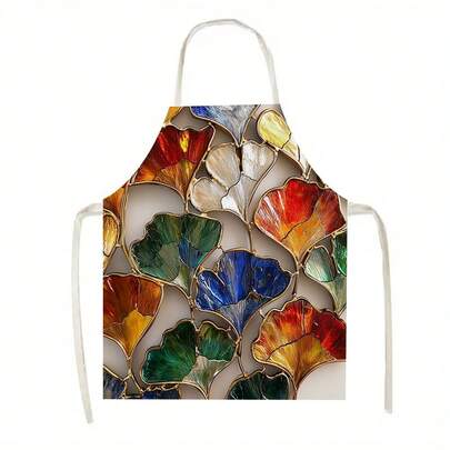 1件彩色围裙，图案精美，适用于厨房、客厅、餐厅、酒店、户外烧烤等多种场合，100%涤纶材质，可机洗，大号