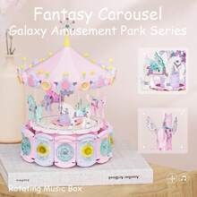 1680+ Pcs Rotating Carousel Music Box Assembly Toy, DIY Construction Blocks, STEM Building Model Kit, Fantasy Home Decor, Suitable For Christmas, Birthday, Valentine's Day And Other Occasions - Multicolor - View 5