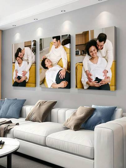 3 piezas de marcos de póster de lienzo personalizados, arte de lienzo personalizado, con o sin marcos, regalo ideal para el Día de la Madre, decoración de Pascua, retrato y arte fotográfico personalizable, adecuado para dormitorio, sala de estar y decoración de pasillos, también excelente para el Día de la Madre, Día del Padre, Pascua, boda, San Valentín, cumpleaños, aniversario, graduación, fiesta, renovación del hogar, arte de pared, personalizable, perfecto para la decoración de la habitación y el regalo de inauguración de la casa