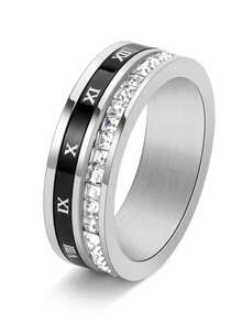 1 pieza Joyería para hombres, anillo de acero de titanio con números romanos versátil y de moda, accesorio diario y de fiesta - Anillo romano - Ver 6