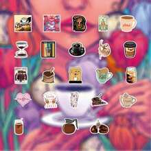 50PCS Coffee Stickers Aesthetic Vinyl Stickers High Quality Stickers Decals Scrapbook,Journaling,Laptop,Bumper,Skateboard,Water Bottles,Computer,Phone Stickers Can Bring A Lot Of Fun To Your Life,Perfect Gifts For Adults&Kids,School Supplies,Back To School - 多色 - 查看 2